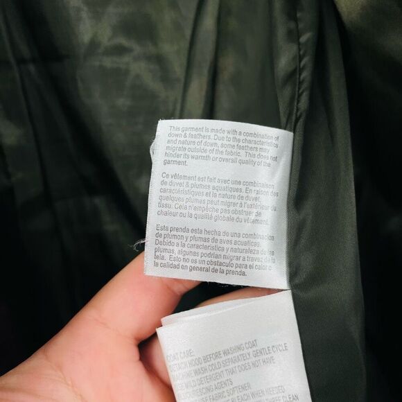 Michael Kors Gunmetal Faux-Fur-Trim Hooded Chevron Down Puffer Parka Coat Small - Picture 7 of 10